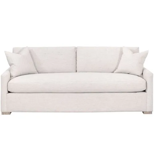 Remy 86" Slim Arm Queen Sleeper Sofa - Performance Stone Basketweave