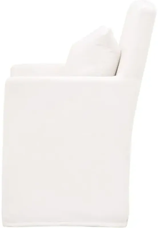 Leah Shelter Slipcover Armchair with Casters - Pearl Performance - White