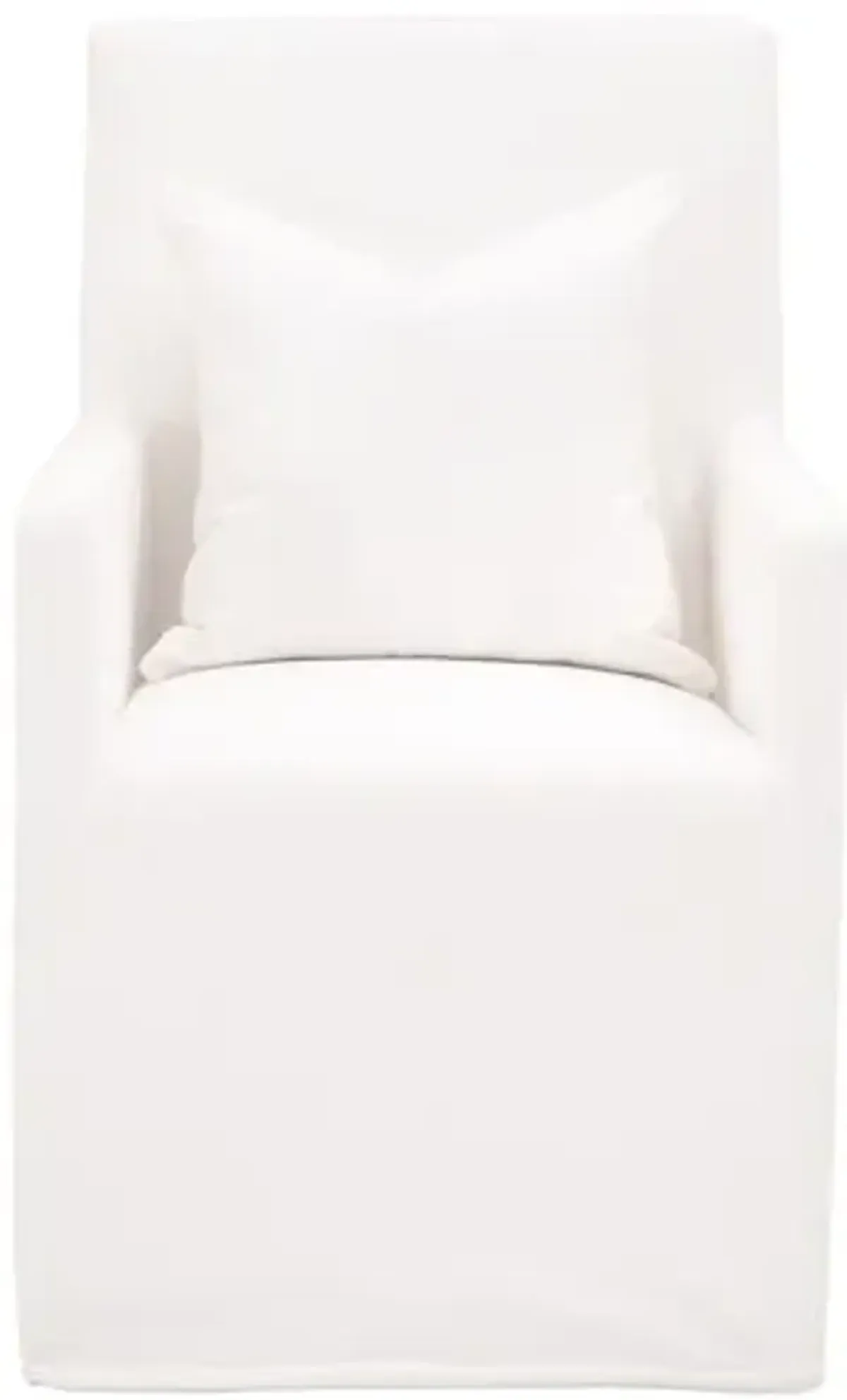 Leah Shelter Slipcover Armchair with Casters - Pearl Performance - White