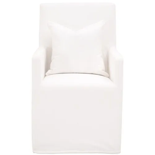 Leah Shelter Slipcover Armchair with Casters - Pearl Performance - White