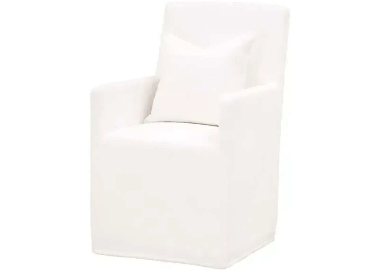 Leah Shelter Slipcover Armchair with Casters - Pearl Performance - White