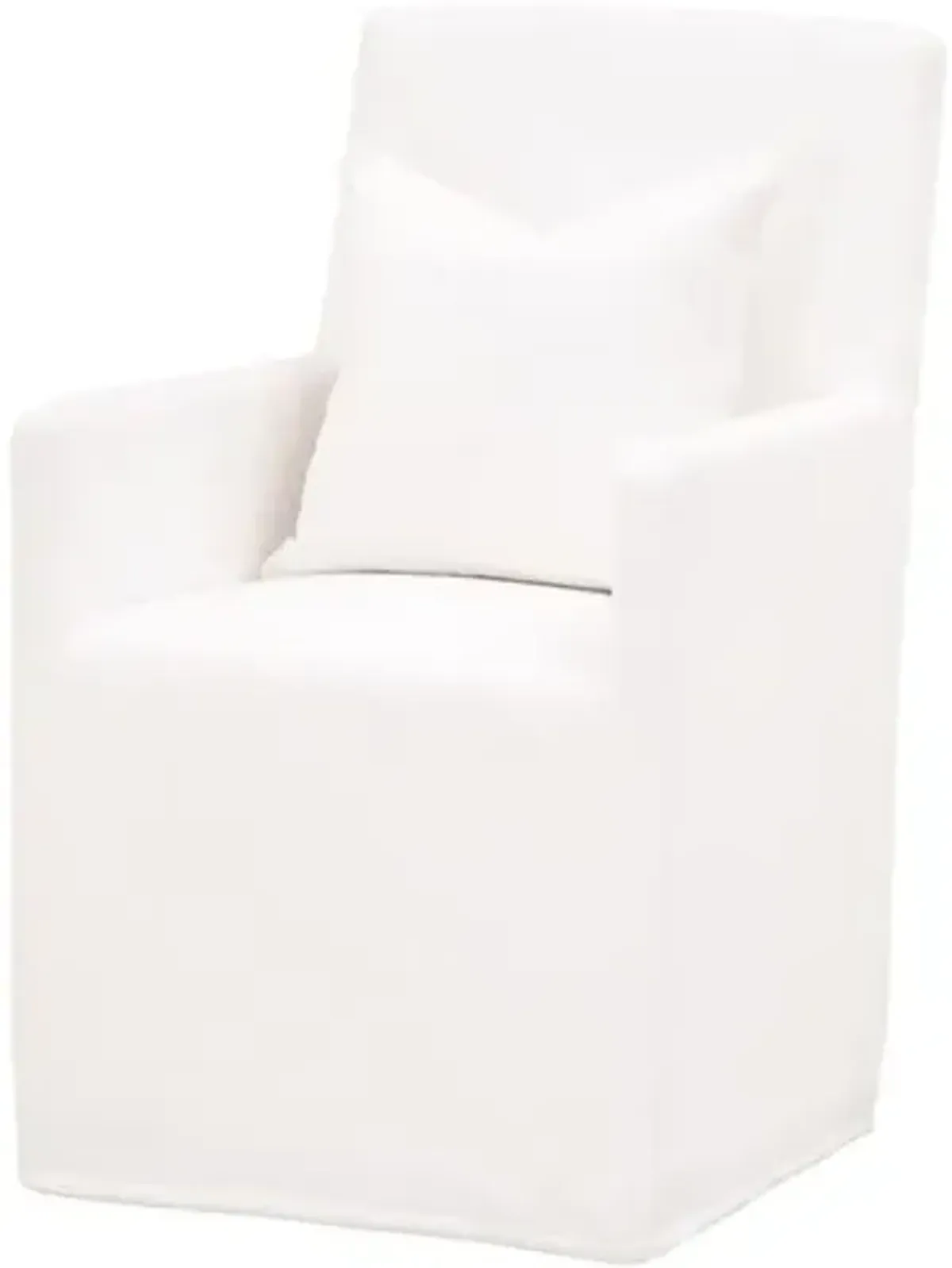 Leah Shelter Slipcover Armchair with Casters - Pearl Performance - White