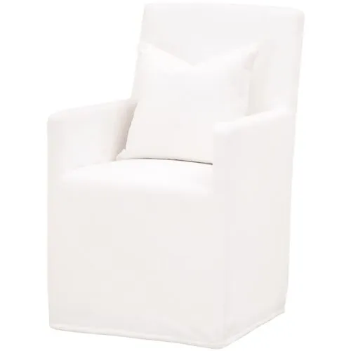 Leah Shelter Slipcover Armchair with Casters - Pearl Performance - White