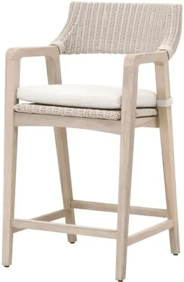 Luna Outdoor Counter Stool - Grey Teak/Performance White Speckle