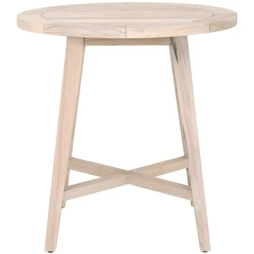 Easton Outdoor 36" Round Counter Table - Gray Teak - Brown