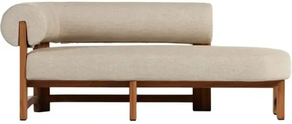 Scout Outdoor Left-Facing Chaise - Natural Teak/Sand - Beige - Comfortable, Sturdy, Stylish