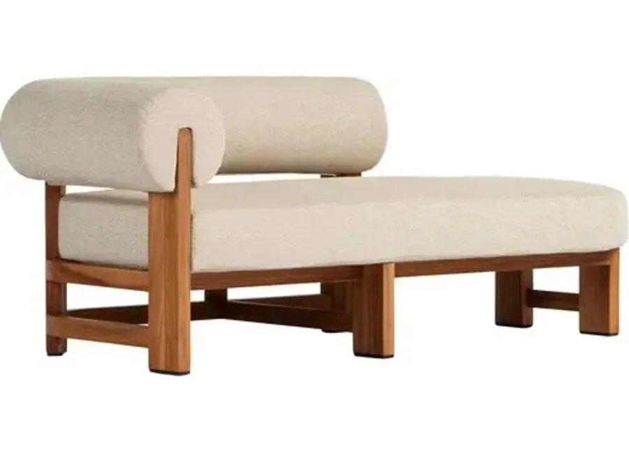 Scout Outdoor Left-Facing Chaise - Natural Teak/Sand - Beige - Comfortable, Sturdy, Stylish