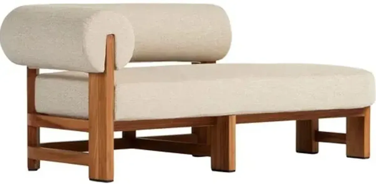 Scout Outdoor Left-Facing Chaise - Natural Teak/Sand - Beige - Comfortable, Sturdy, Stylish