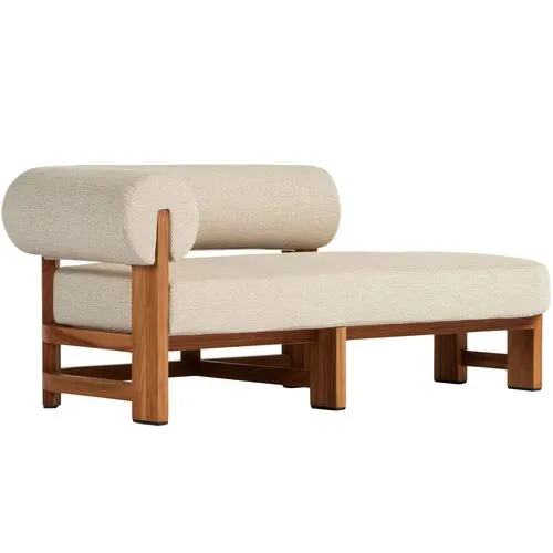 Scout Outdoor Left-Facing Chaise - Natural Teak/Sand - Beige - Comfortable, Sturdy, Stylish