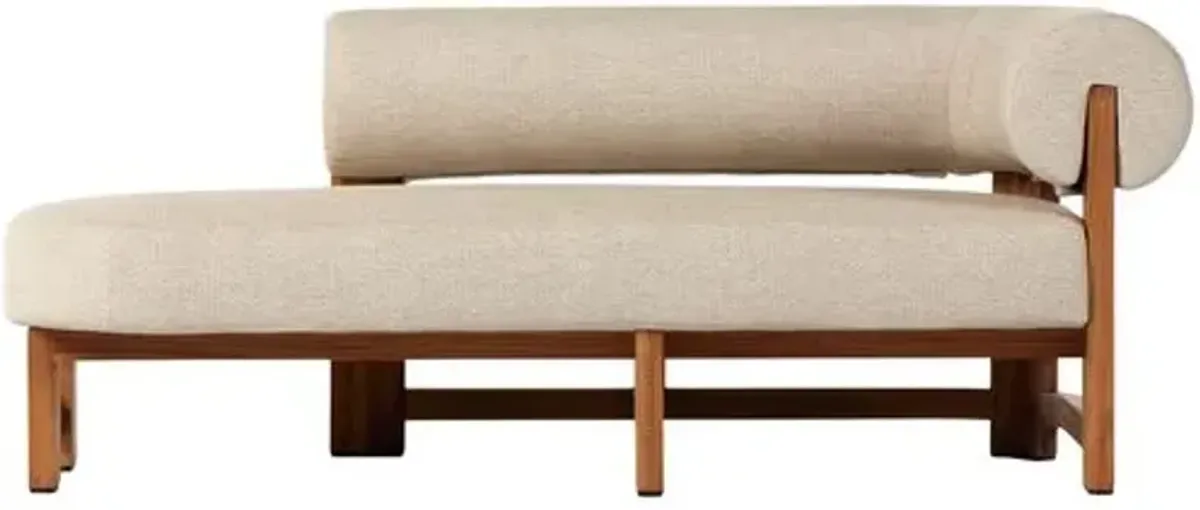 Kirby Outdoor Right-Facing Chaise - Natural Teak/Sand - Beige - Comfortable, Sturdy, Stylish