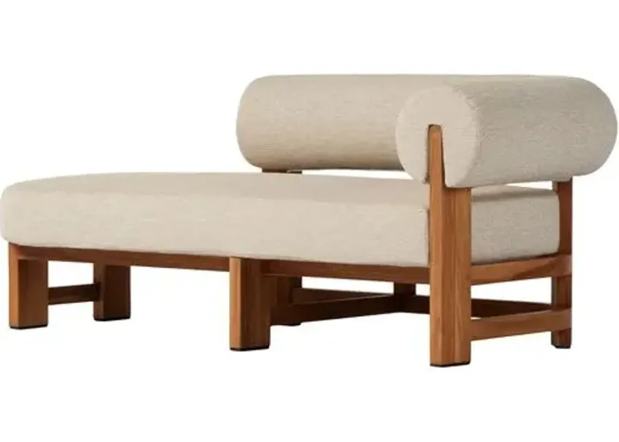 Scout Outdoor Right-Facing Chaise - Natural Teak/Sand - Beige - Comfortable, Sturdy, Stylish