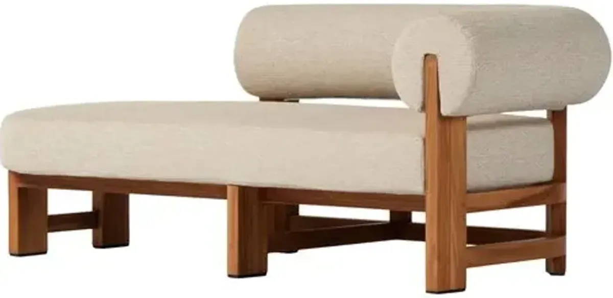 Scout Outdoor Right-Facing Chaise - Natural Teak/Sand - Beige - Comfortable, Sturdy, Stylish