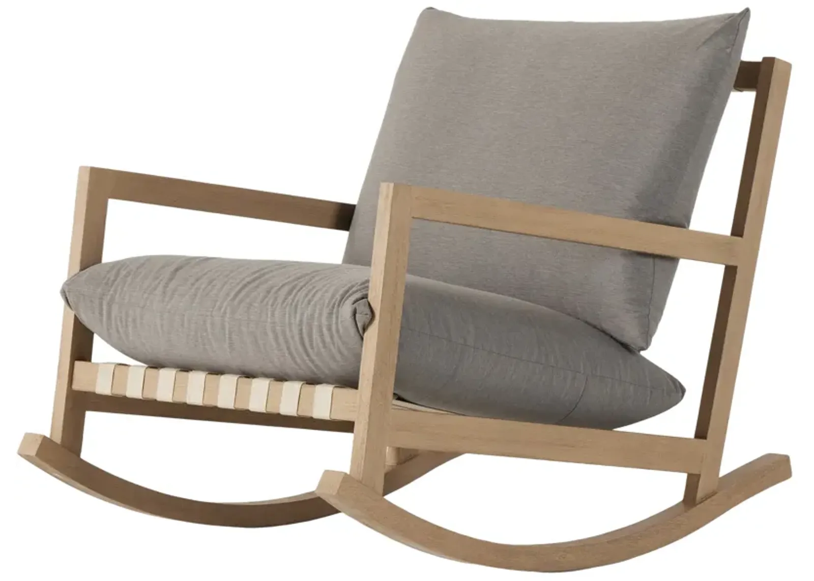 Theo Outdoor Teak Rocking Chair - Washed Brown/Charcoal - Gray