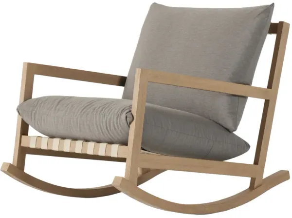 Glenn Outdoor Teak Rocking Chair, Washed Brown/Charcoal