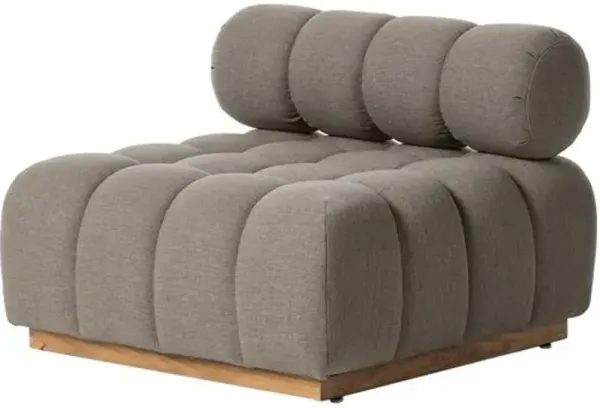 Jessie Outdoor Armless Chair - Natural Teak/Grey - Gray