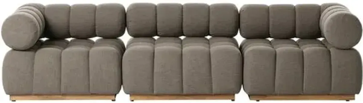 Jessie Outdoor 3pc Sectional - Natural Teak/Grey - Gray