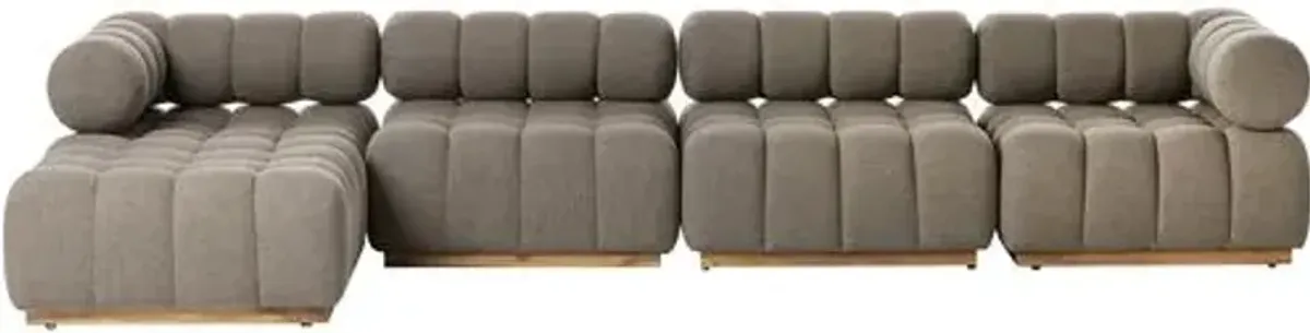 Jessie Outdoor 3pc Sectional with Ottoman - Natural Teak/Grey - Gray