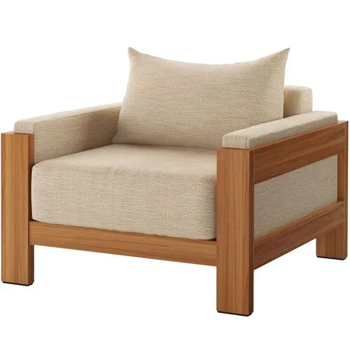 Tongass Outdoor Lounge Chair - Natural Teak/Cream - Beige