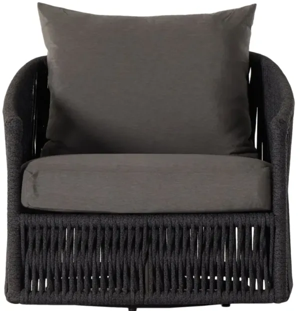 Judith Outdoor Rope Swivel Chair, Charcoal/Grey