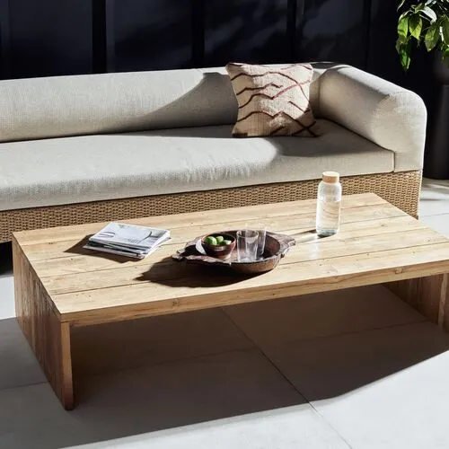 Evie Outdoor Coffee Table - Reclaimed Natural Teak - Brown