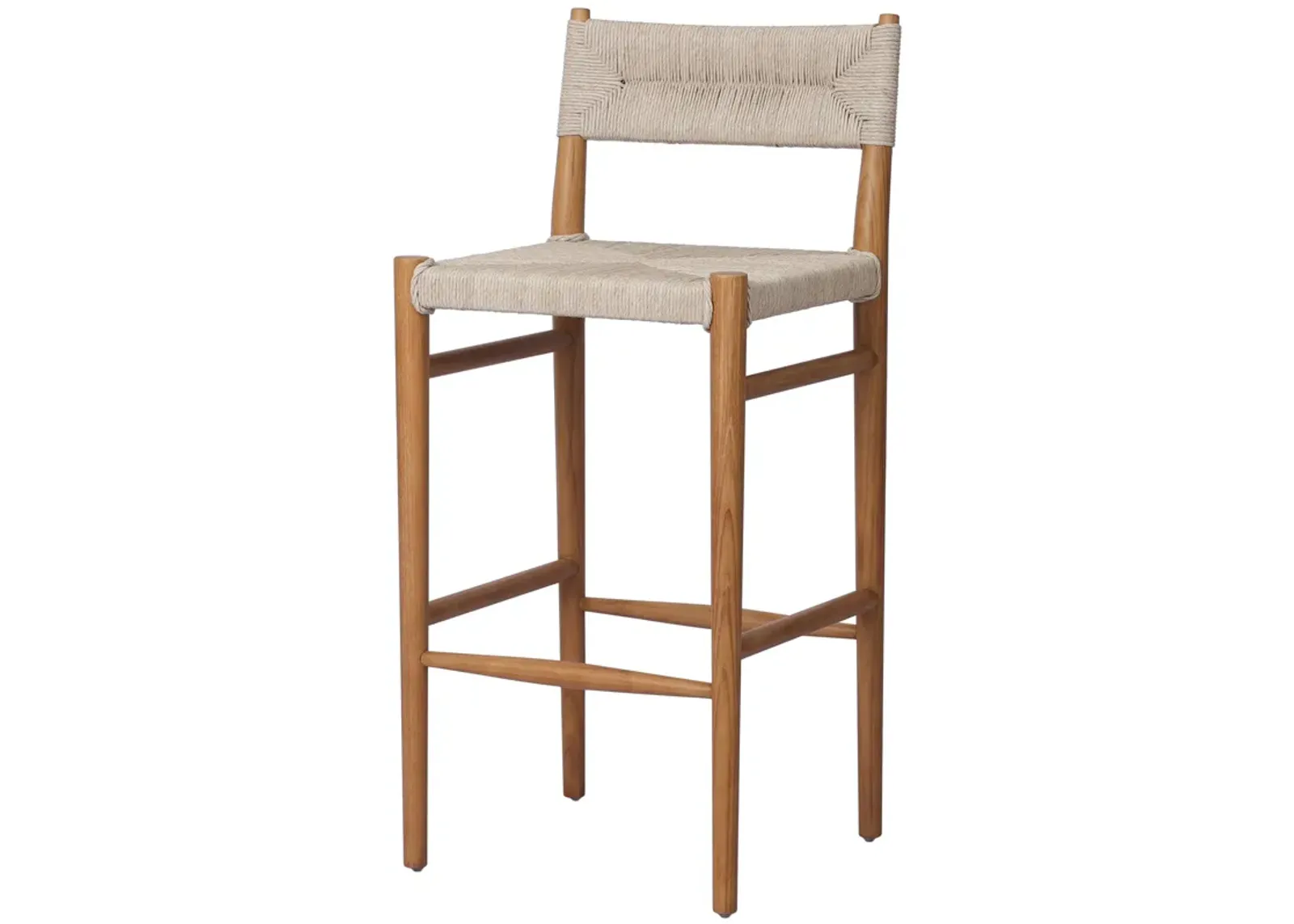 Ellie Outdoor Barstool - Natural Teak/Vintage White Wicker - Beige