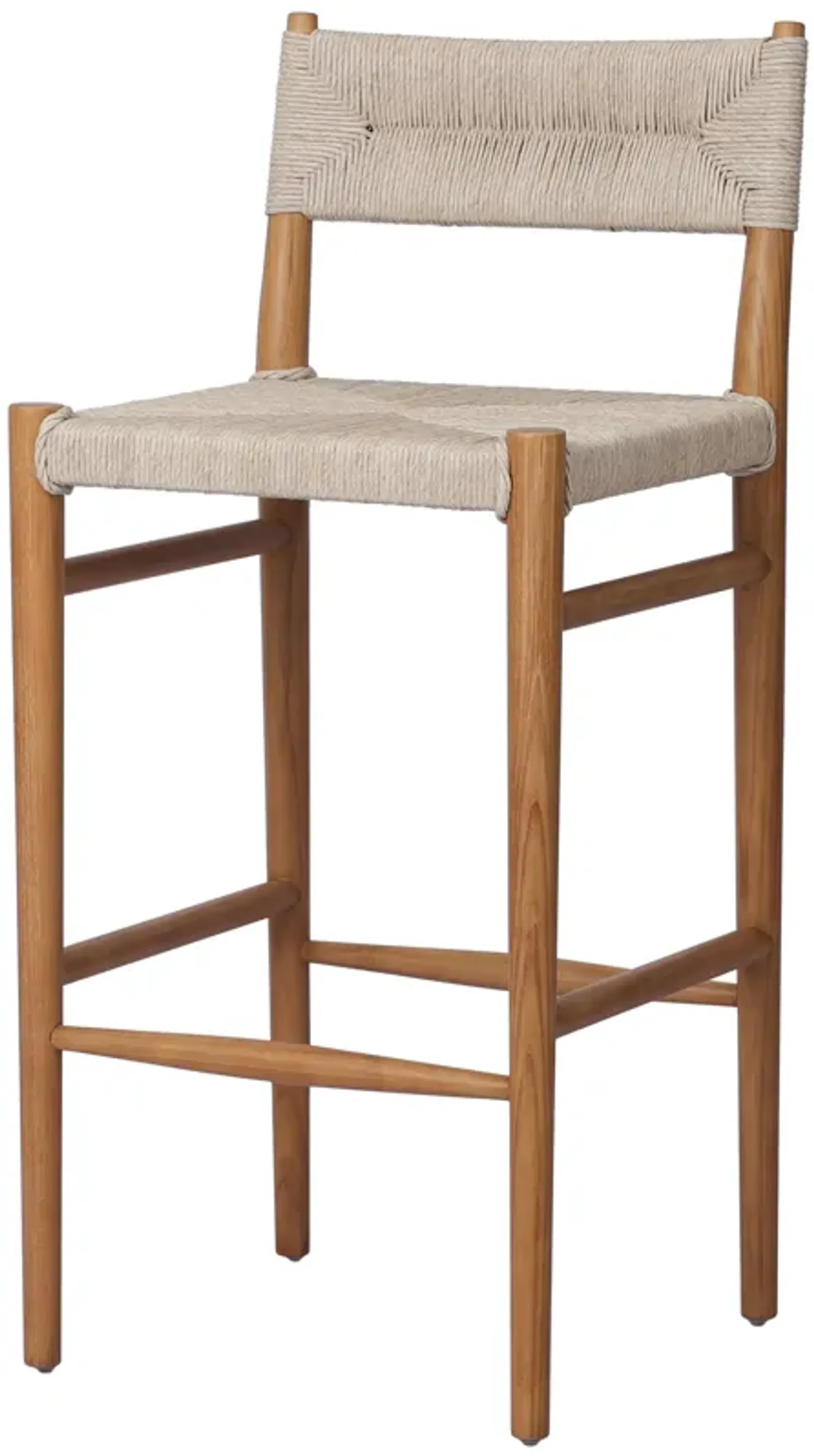 Ellie Outdoor Barstool - Natural Teak/Vintage White Wicker - Beige