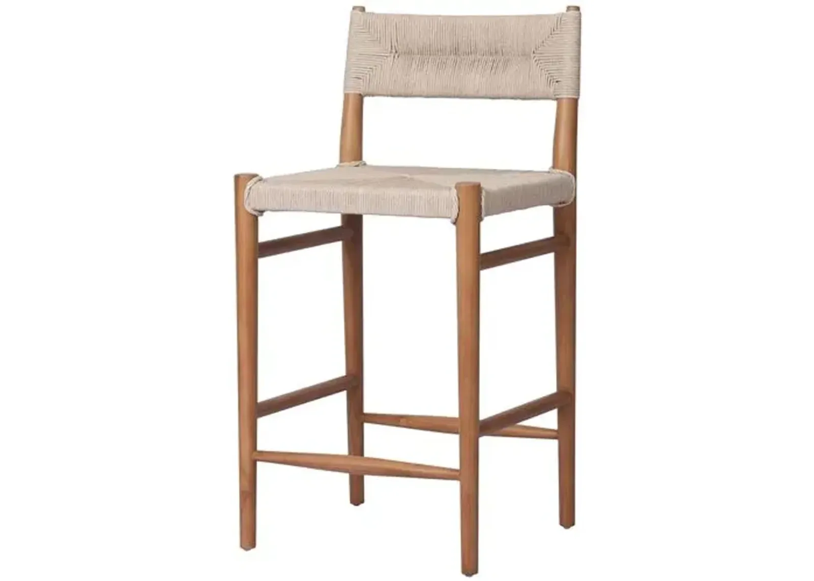 Ellie Outdoor Counter Stool - Natural Teak/Vintage White Wicker