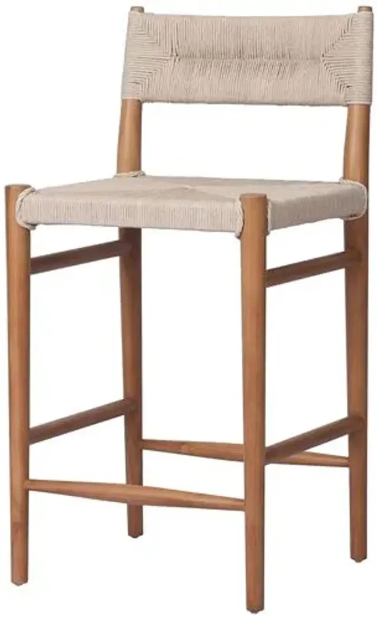 Ellie Outdoor Counter Stool - Natural Teak/Vintage White Wicker