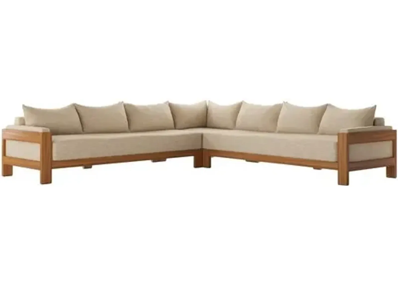 Tongass Outdoor 3pc Sectional - Natural Teak/Cream - Beige