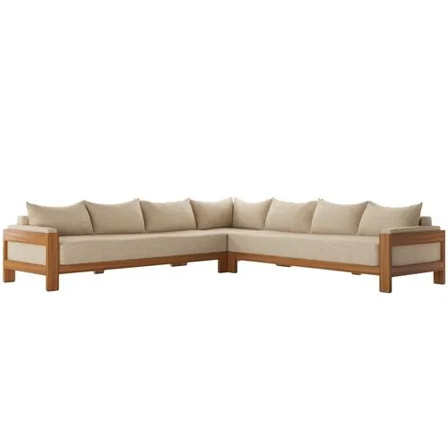 Tongass Outdoor 3pc Sectional - Natural Teak/Cream - Beige