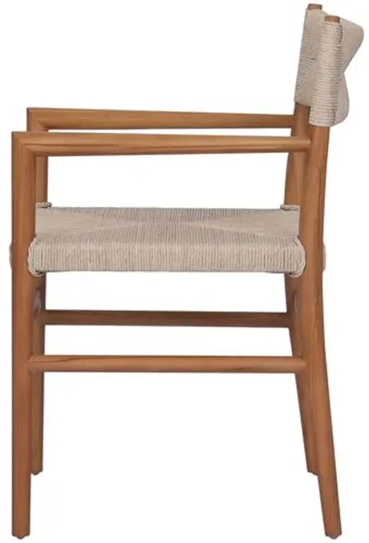 Ellie Outdoor Dining Armchair - Natural Teak/Vintage White Wicker - Beige