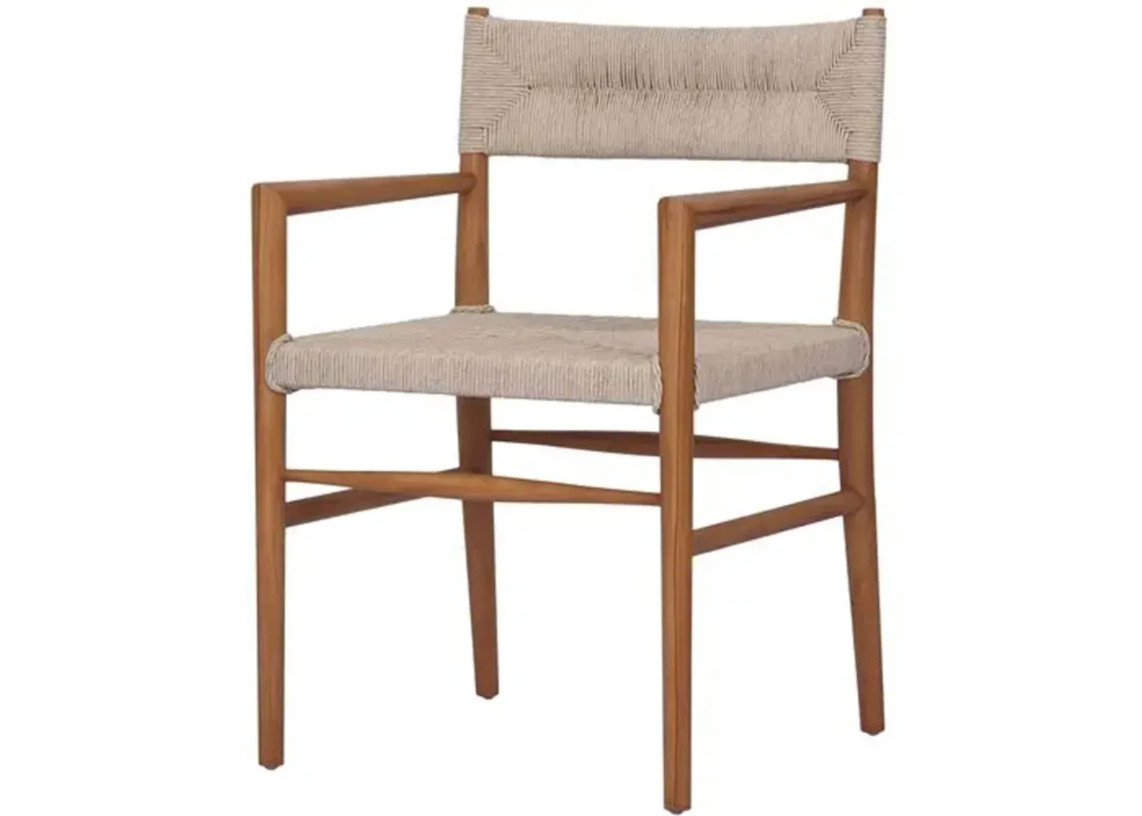 Ellie Outdoor Dining Armchair - Natural Teak/Vintage White Wicker - Beige