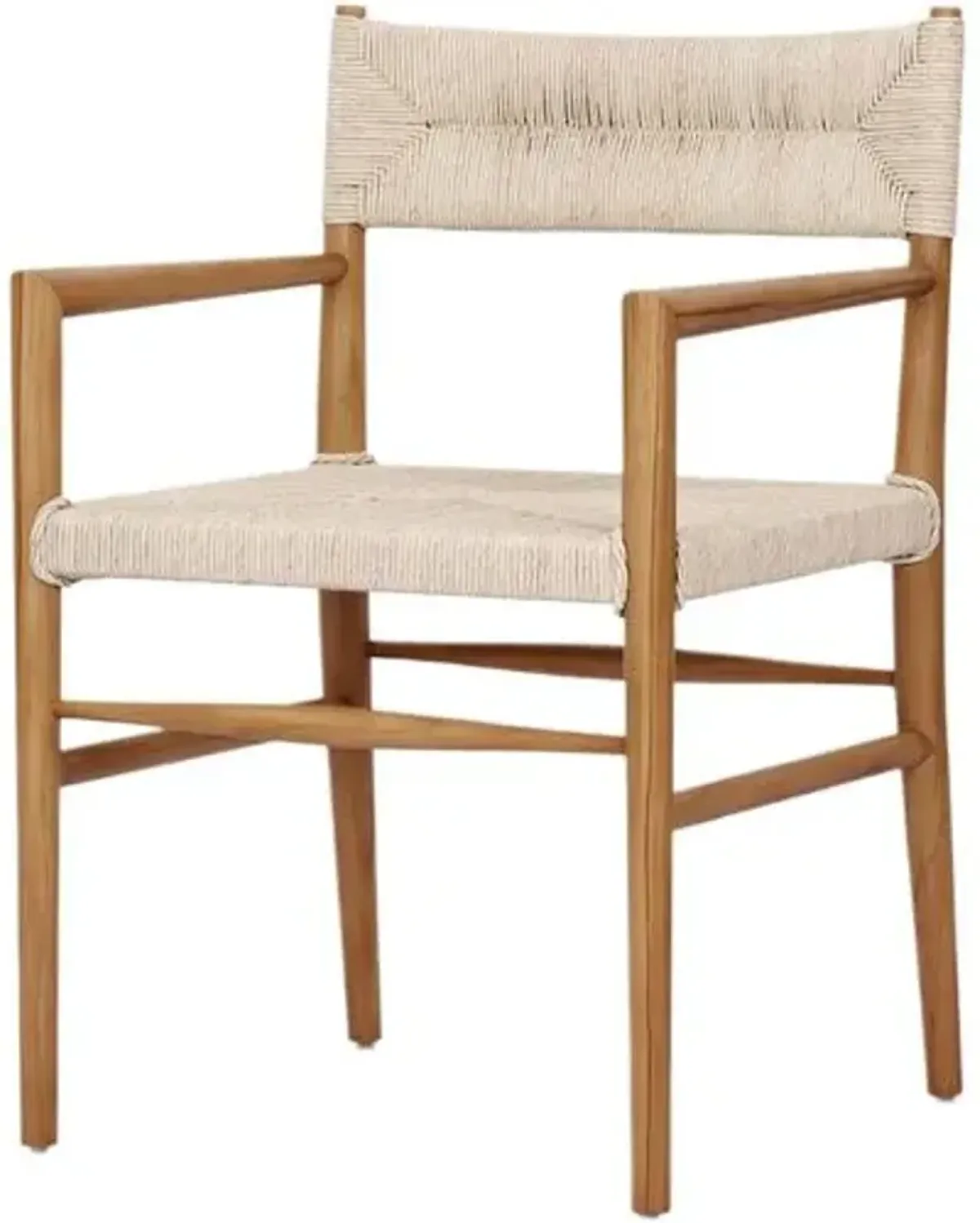 Ellie Outdoor Dining Armchair - Natural Teak/Vintage White Wicker - Beige