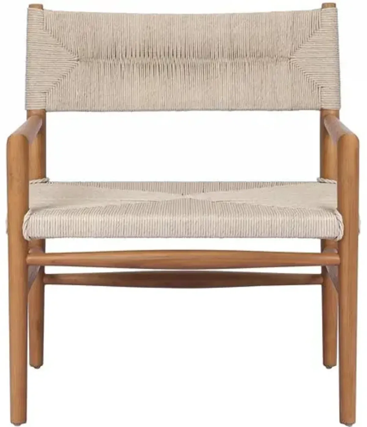 Ellie Outdoor Accent Chair - Natural Teak/Vintage White Wicker - Beige, Comfortable, Durable