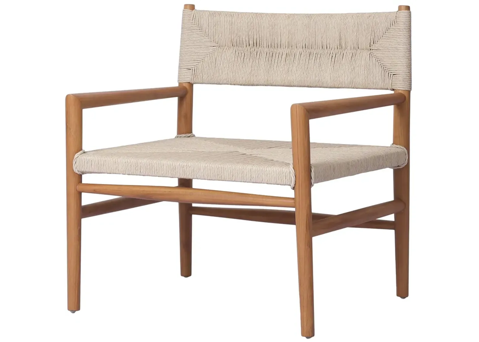 Ellie Outdoor Accent Chair - Natural Teak/Vintage White Wicker - Beige, Comfortable, Durable