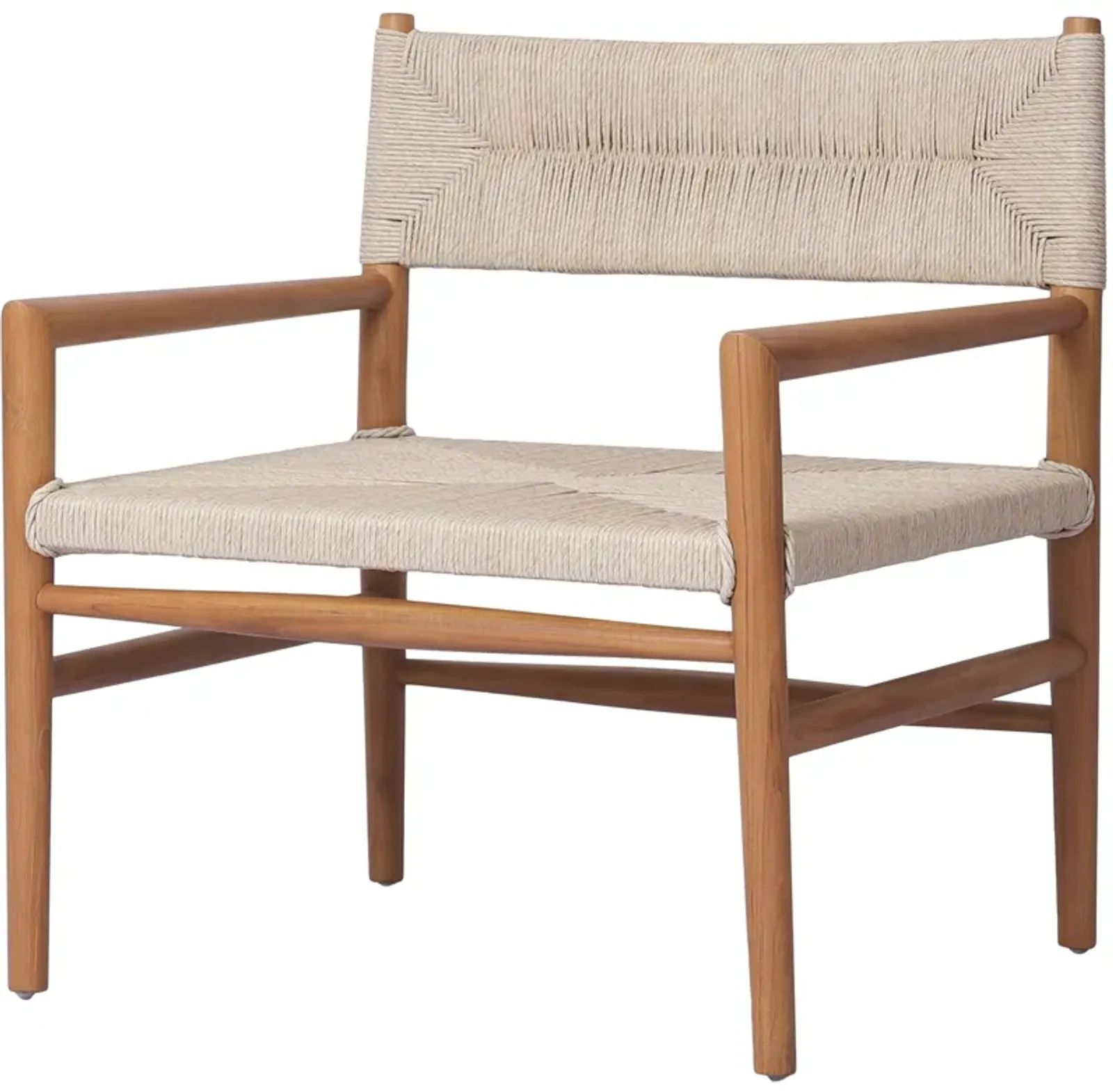 Ellie Outdoor Accent Chair - Natural Teak/Vintage White Wicker - Beige, Comfortable, Durable