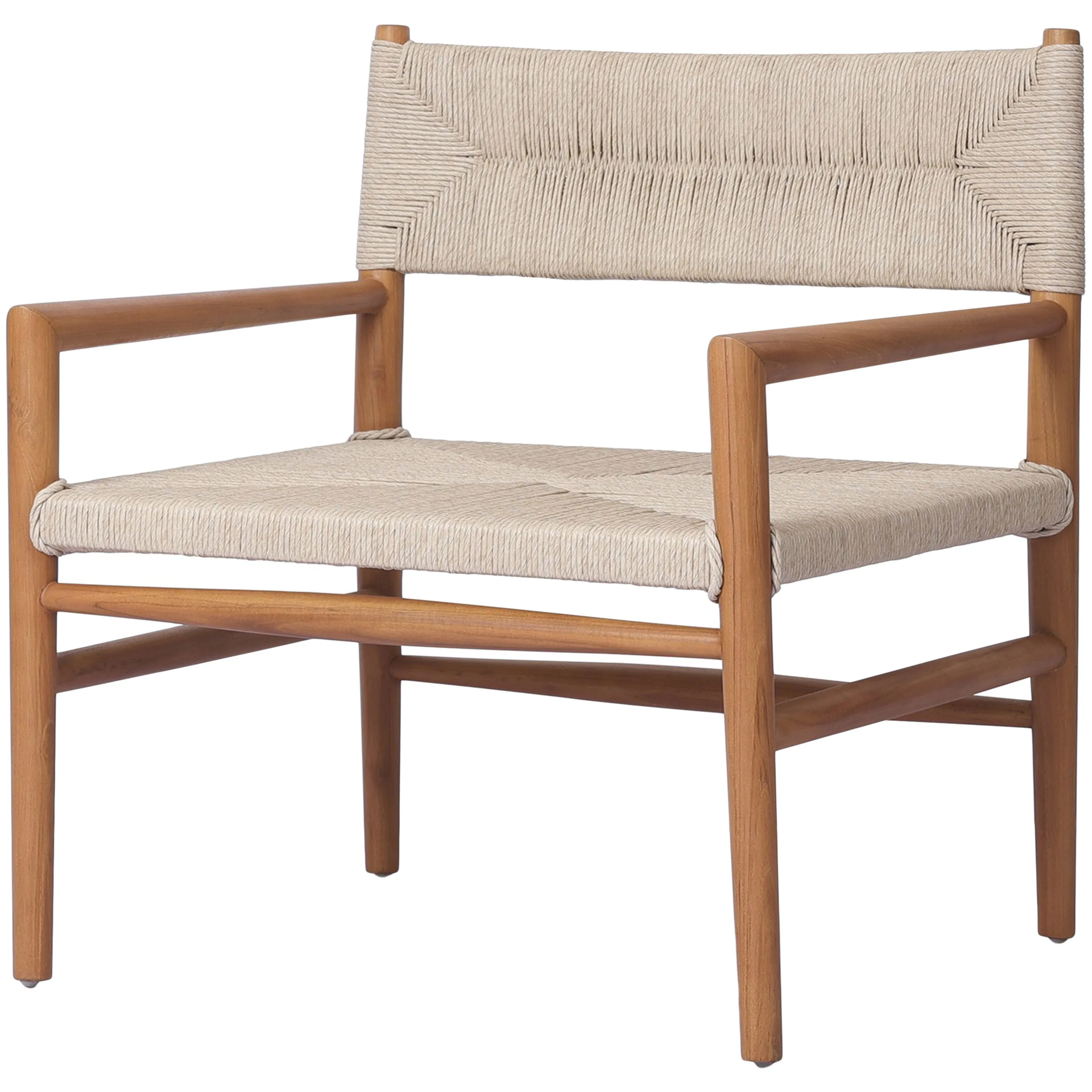 Ellie Outdoor Accent Chair - Natural Teak/Vintage White Wicker - Beige, Comfortable, Durable