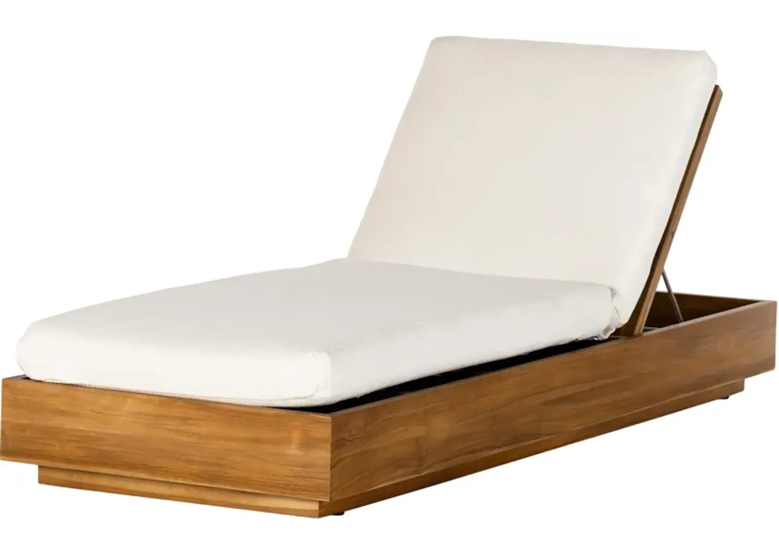 Cedar Outdoor Chaise - Natural Teak/Cream - Beige - Comfortable, Sturdy, Stylish