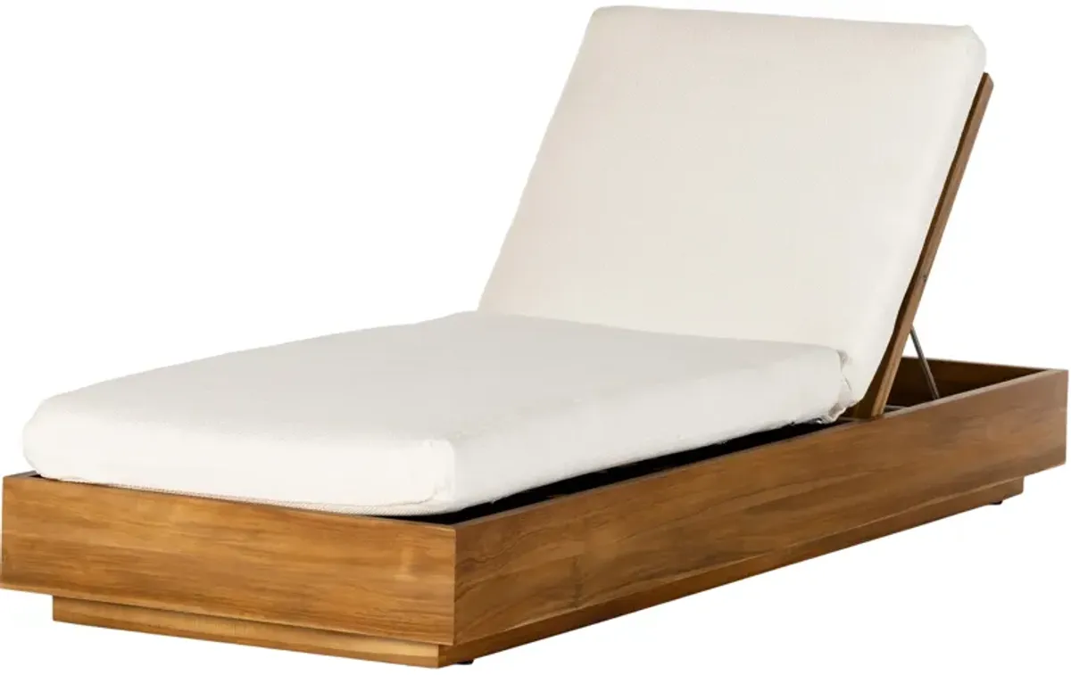 Cedar Outdoor Chaise - Natural Teak/Cream - Beige - Comfortable, Sturdy, Stylish