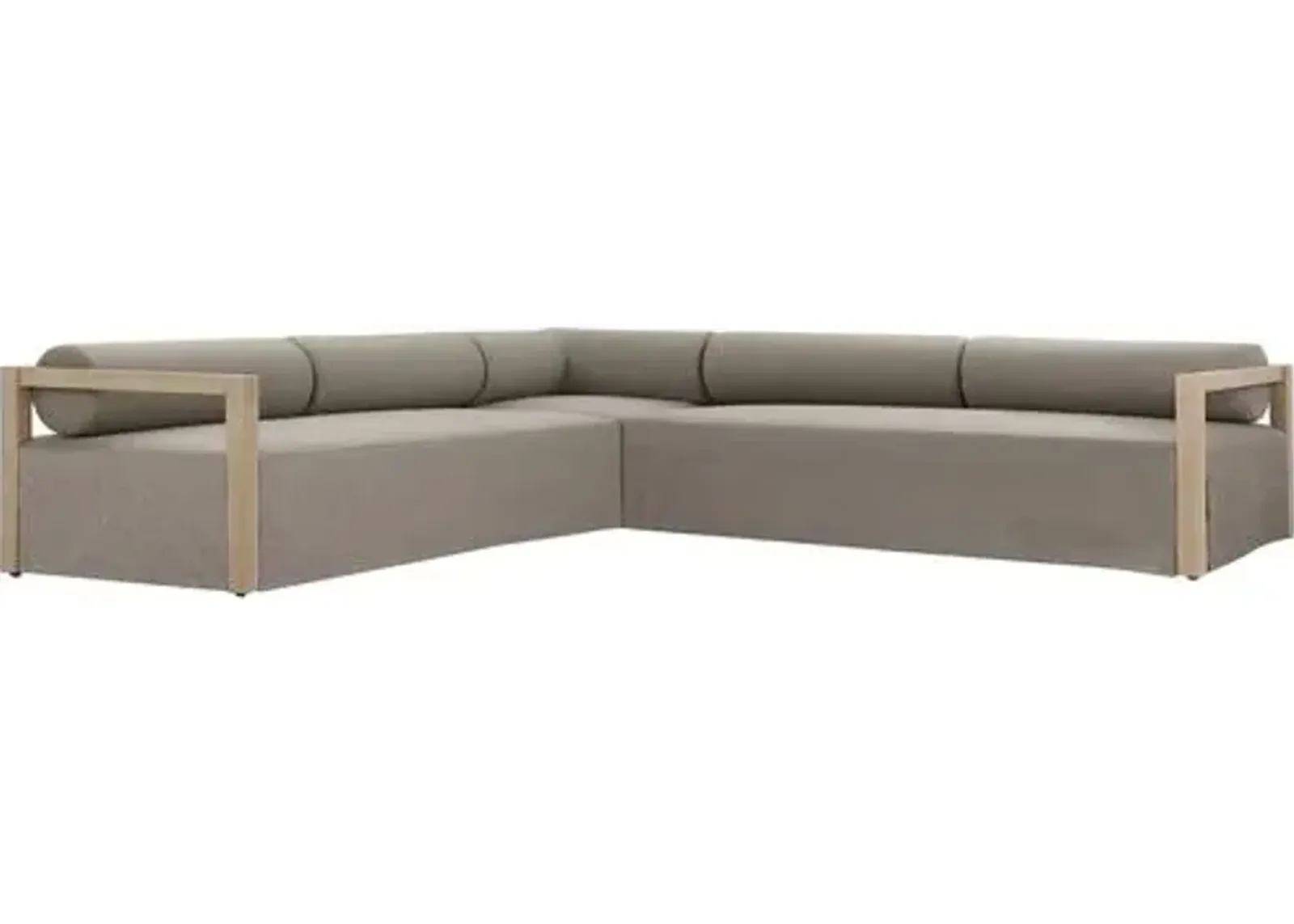 Bondhi Oudoor 3pc Sectional - Washed Brown Teak/Grey - Gray