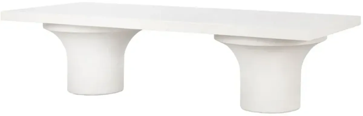 Cove Outdoor Coffee Table, Plaster White Concrete