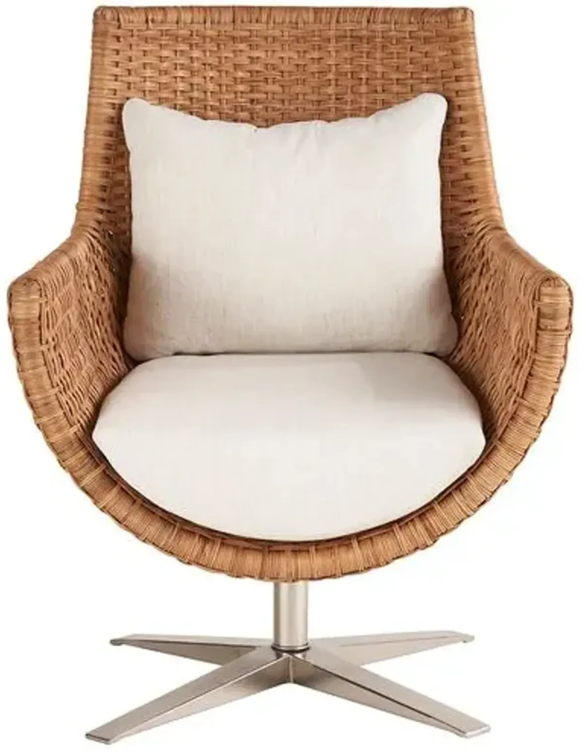 Coastal Living Key West Arm Chair - Natural Wicker/Snow - Handcrafted - Brown