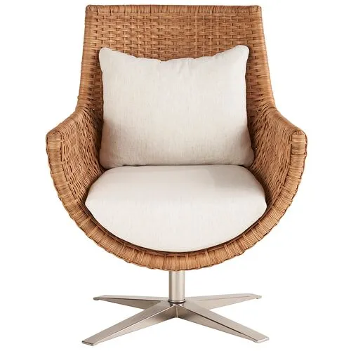 Coastal Living Key West Arm Chair - Natural Wicker/Snow - Handcrafted - Brown