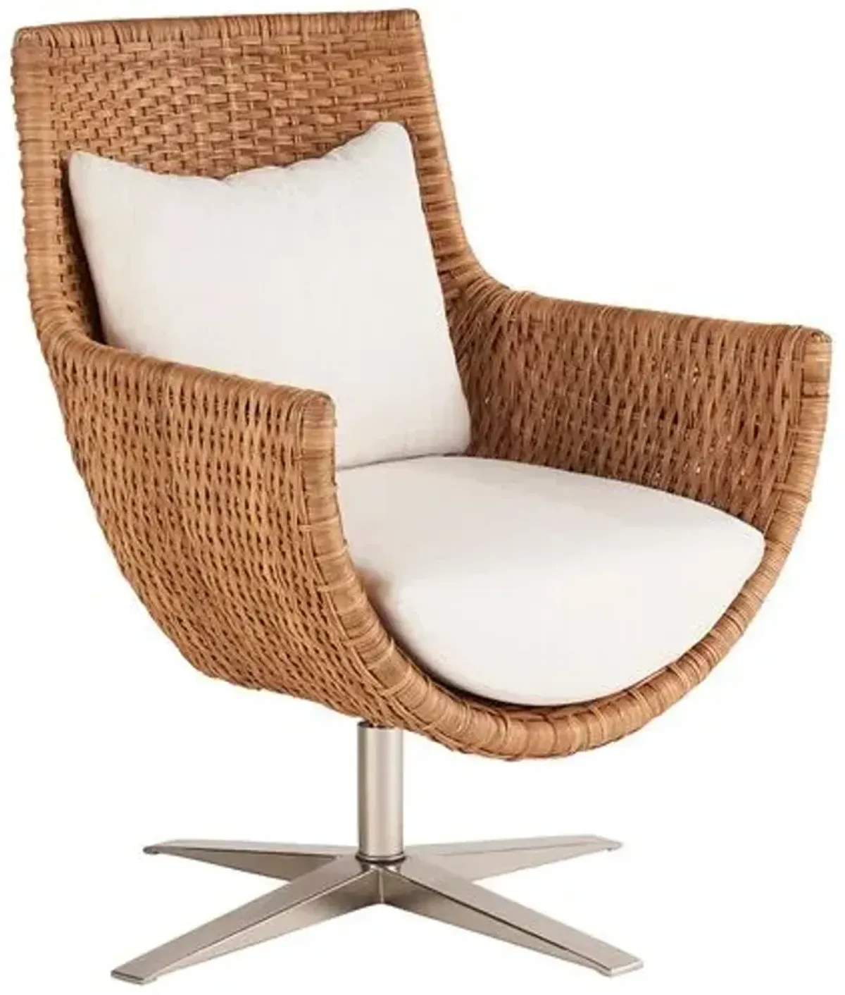 Coastal Living Key West Arm Chair - Natural Wicker/Snow - Handcrafted - Brown