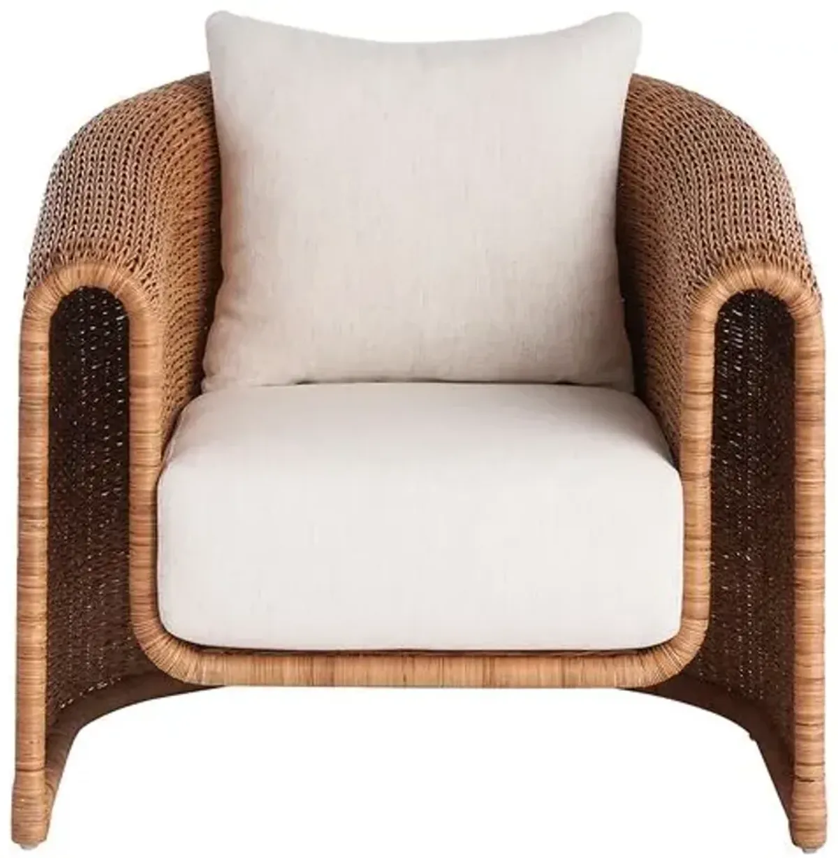 Coastal Living Key West Lounge Chair - Natural Rattan/Snow - Brown