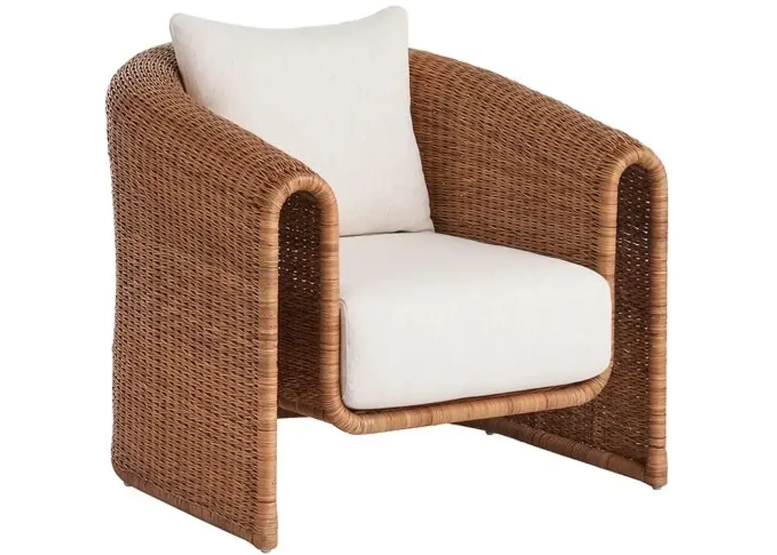 Coastal Living Key West Lounge Chair - Natural Rattan/Snow - Brown