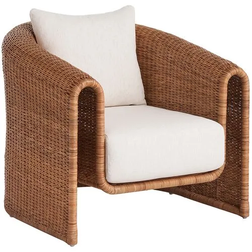 Coastal Living Key West Lounge Chair - Natural Rattan/Snow - Brown