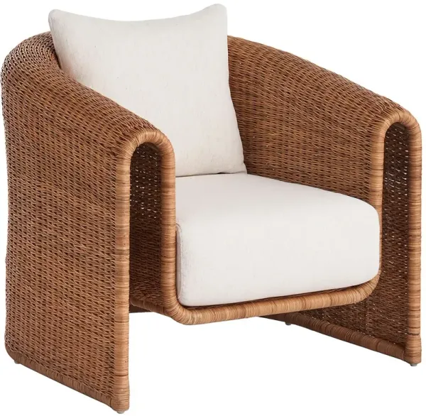 Coastal Living Key West Lounge Chair, Natural Rattan/Snow