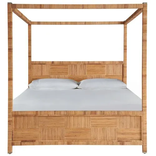 Coastal Living Key West Poster Bed - Natural Rattan - Brown