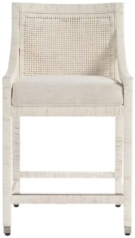 Coastal Living Marino Counter Chair - White Rattan/Snow